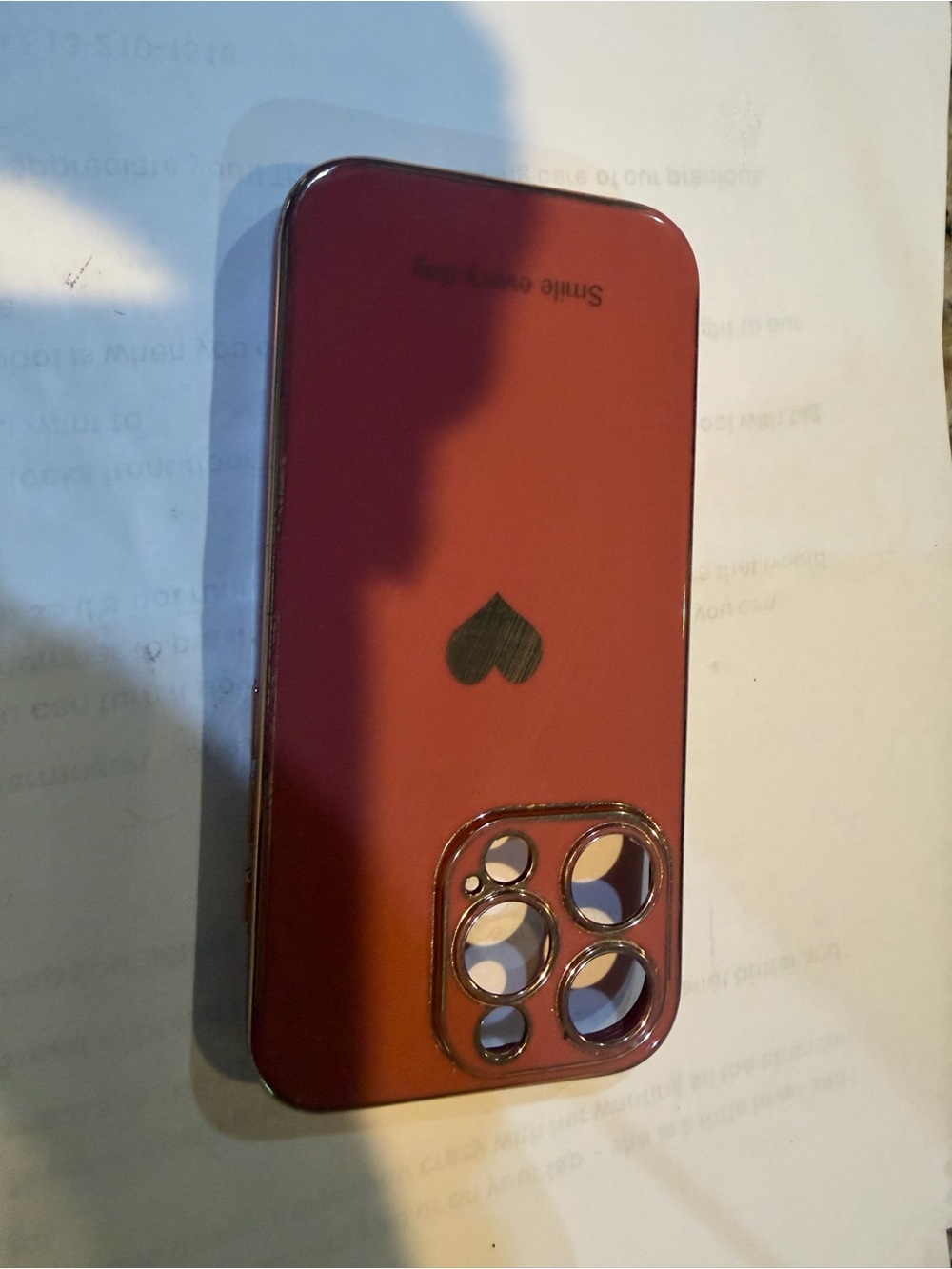 Red Protective Phone Case with Heart Accent - Unbranded